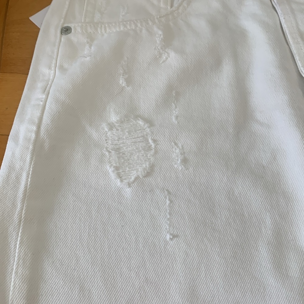 Boyish Anthropologie Corey Jean Skirt White Denim 26 High Rise Mini Royal Weddng - Picture 13 of 16